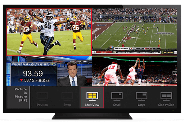 Watch 4 TV shows or football games on one screen