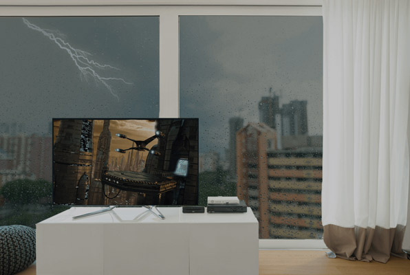 TV showing reliable TV quality in bad weather